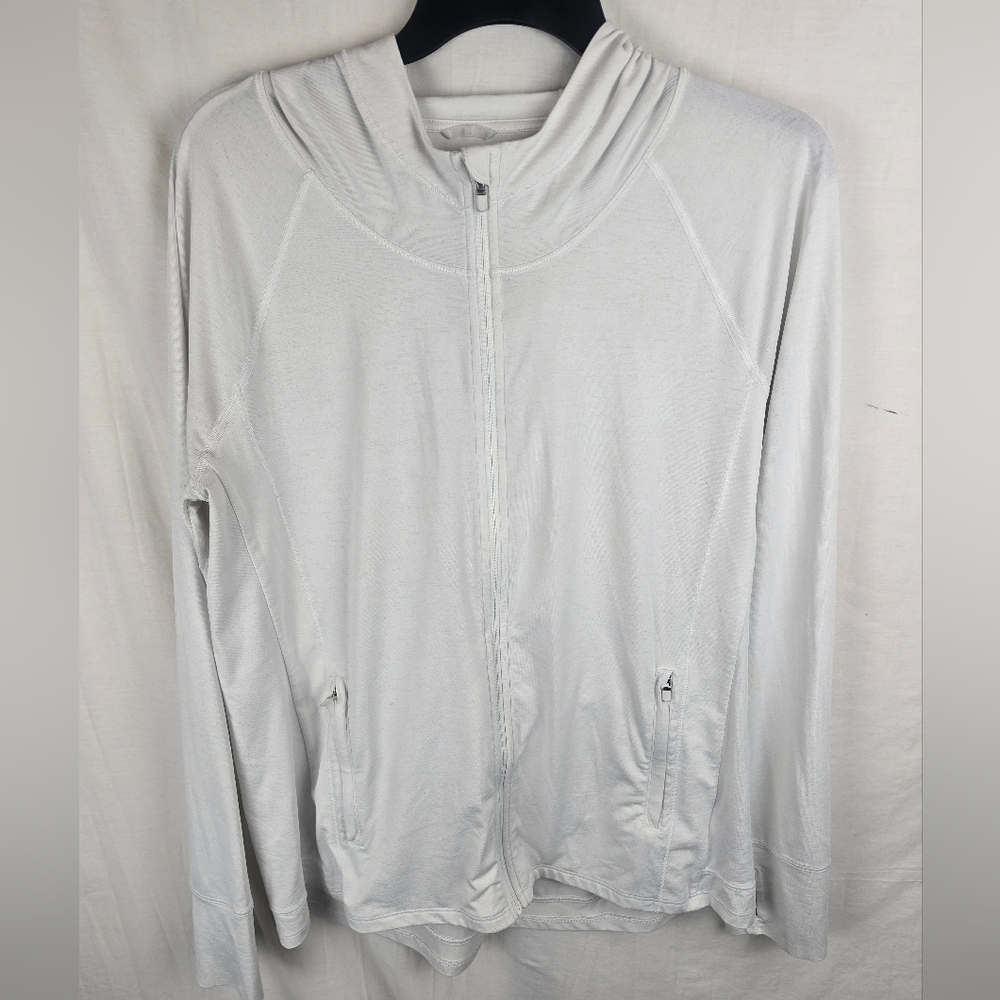 Athleta Women's White Long Sleeve Full Zip-Up Hoodie Sz L